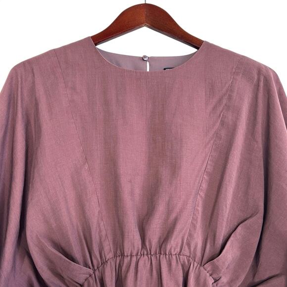 Zara Long Sleeve Blouson Mini Dress in Dusty Mauve Tobi Style - Picture 6 of 8